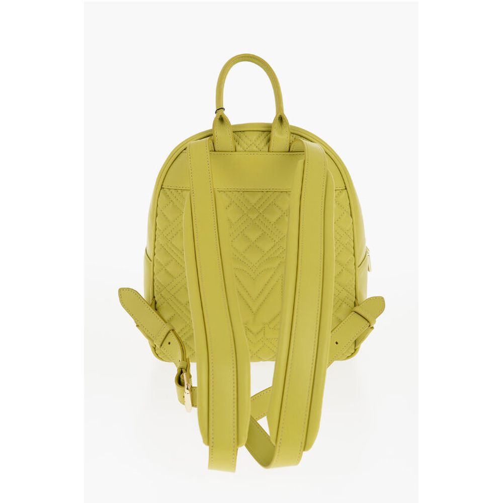 Moschino LOVE Quilted Faux Leather Backpack with Golden Logo - Image 3