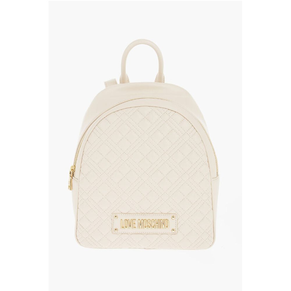 Moschino LOVE Quilted Faux Leather Backpack with Golden Logo