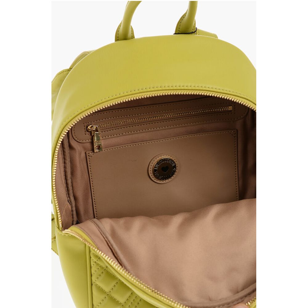 Moschino LOVE Quilted Faux Leather Backpack with Golden Logo - Image 4