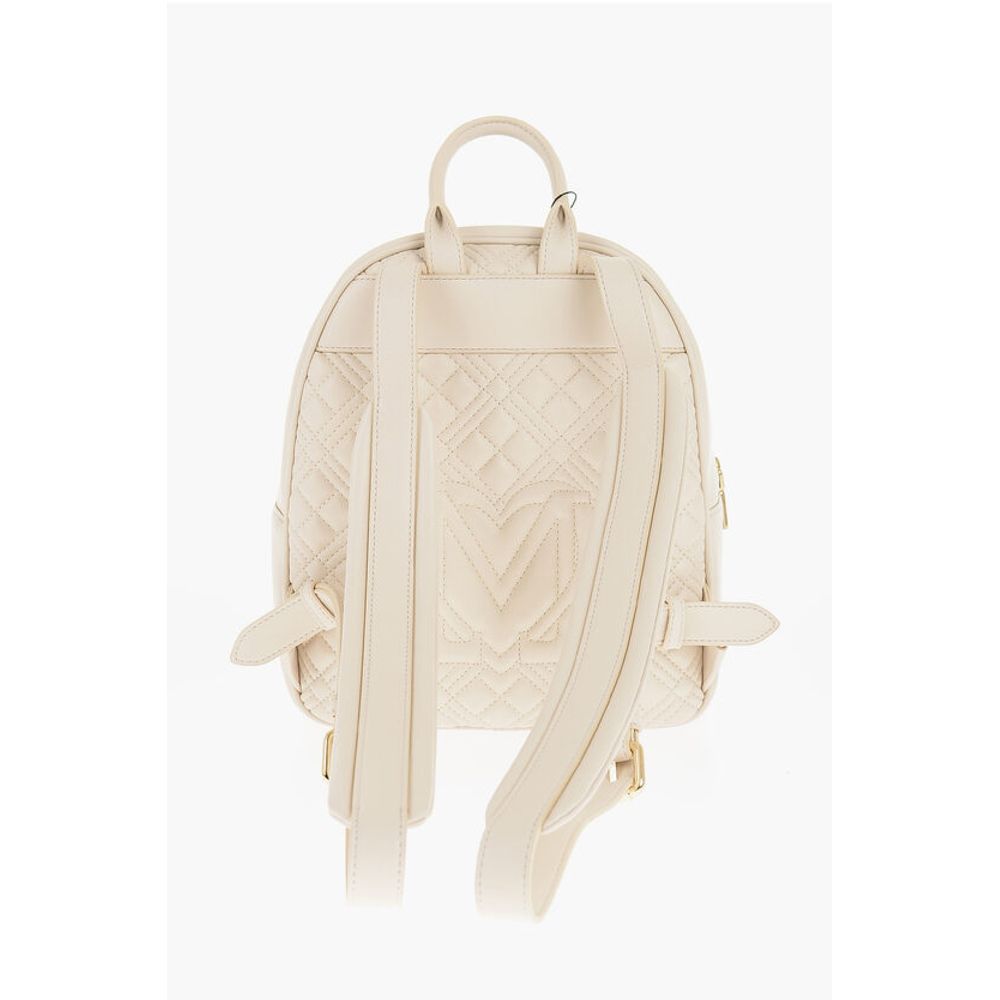 Moschino LOVE Quilted Faux Leather Backpack with Golden Logo - Image 3