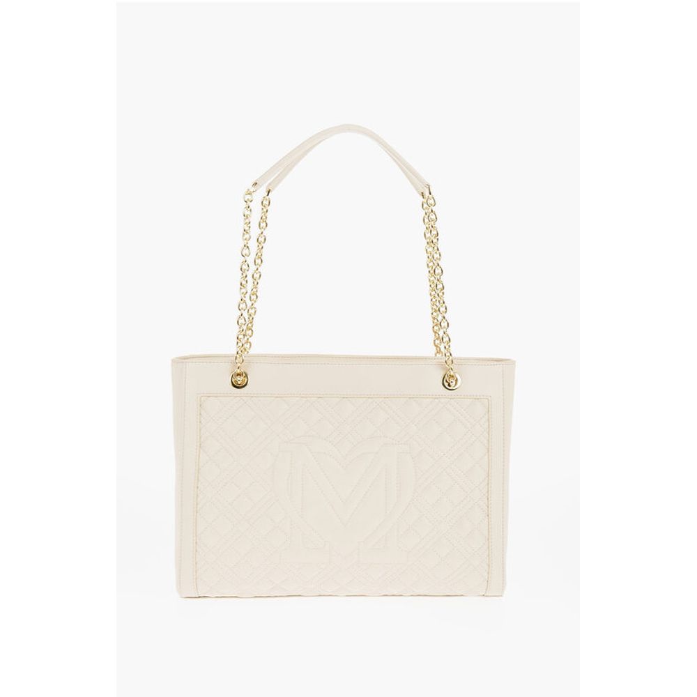 Moschino LOVE Quilted Faux Leather Shoulder Bag with Golden Logo - Image 3