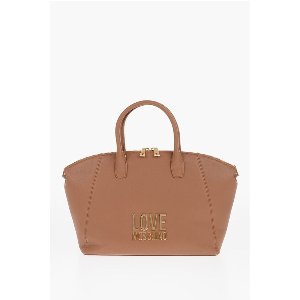 Moschino LOVE Faux Leather Tote Bag with Golden Logo