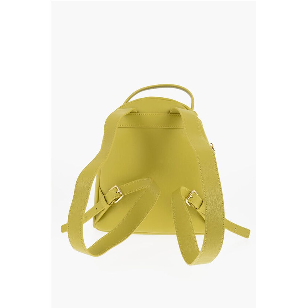 Moschino LOVE Solid Color Faux Leather Backpack with Golden Logo - Image 3