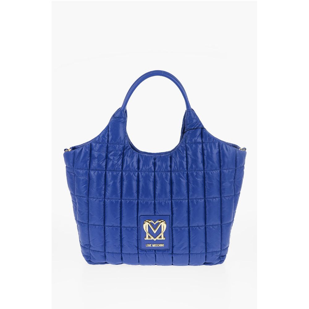 Moschino LOVE Quilted Nylon Tote Bag with Faux Leather Trims