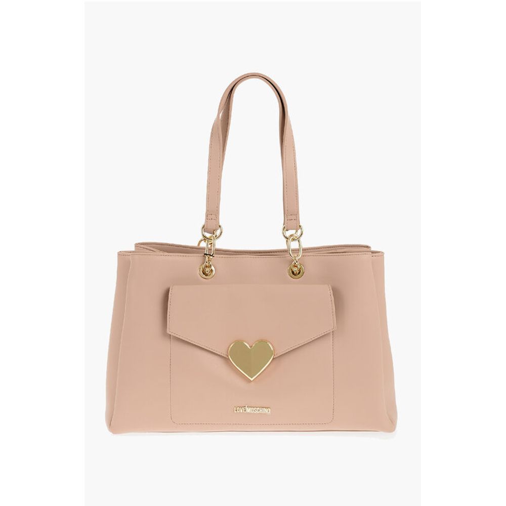 Moschino LOVE Faux Leather Tote Bag with Golden Logo