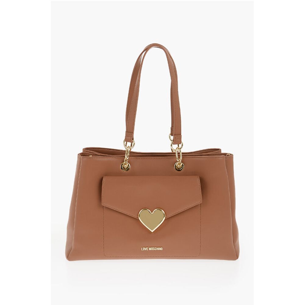 Moschino LOVE Faux Leather Tote Bag with Golden Logo