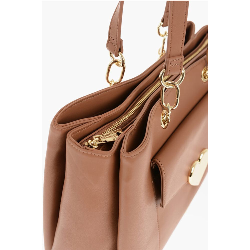 Moschino LOVE Faux Leather Tote Bag with Golden Logo - Image 4