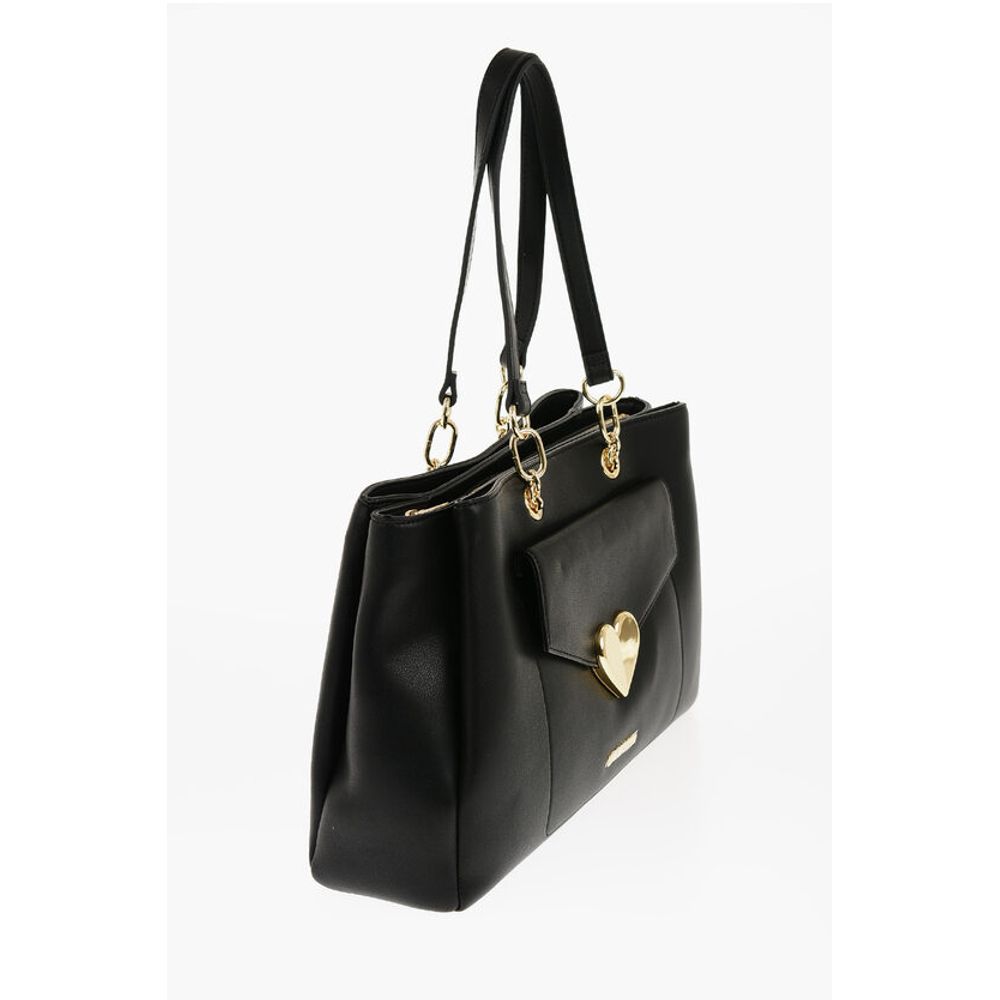 Moschino LOVE Faux Leather Tote Bag with Golden Logo - Image 2