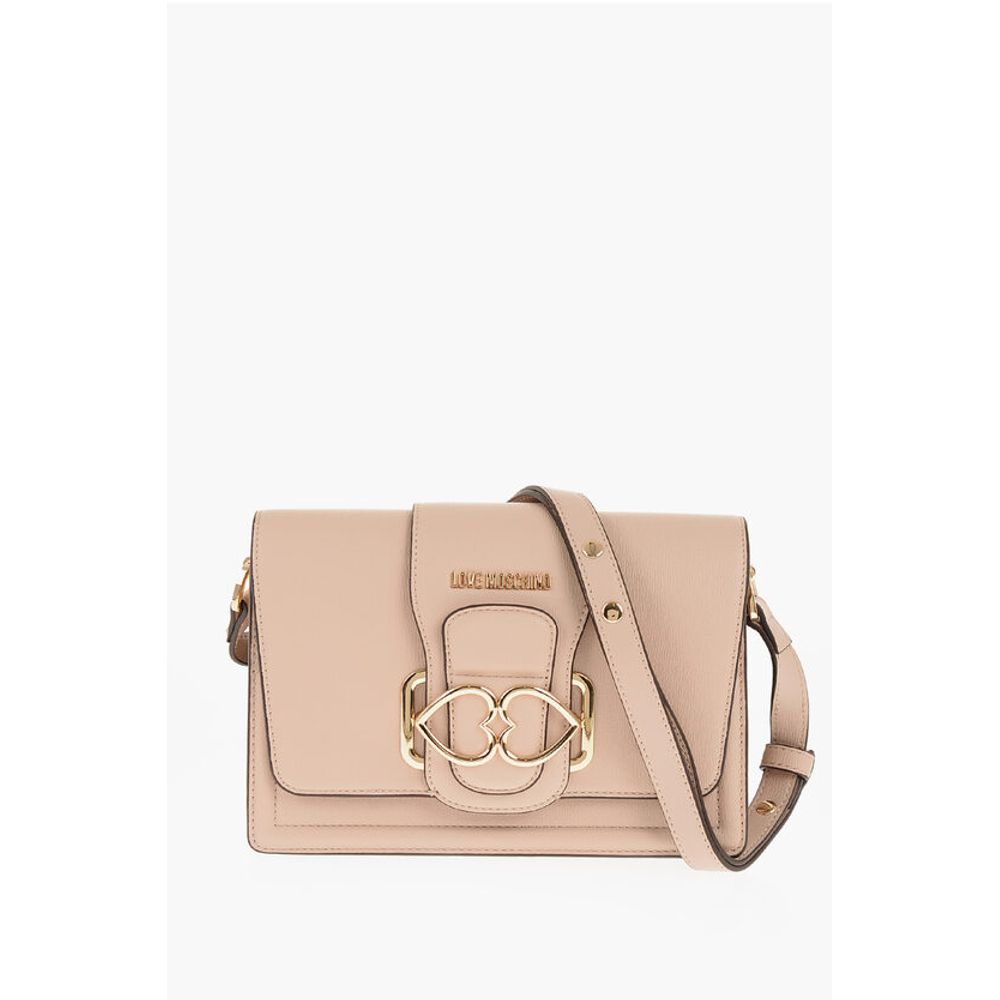 Moschino LOVE Faux Leather LOVE BRIDGE Shoulder Bag with Double Heart