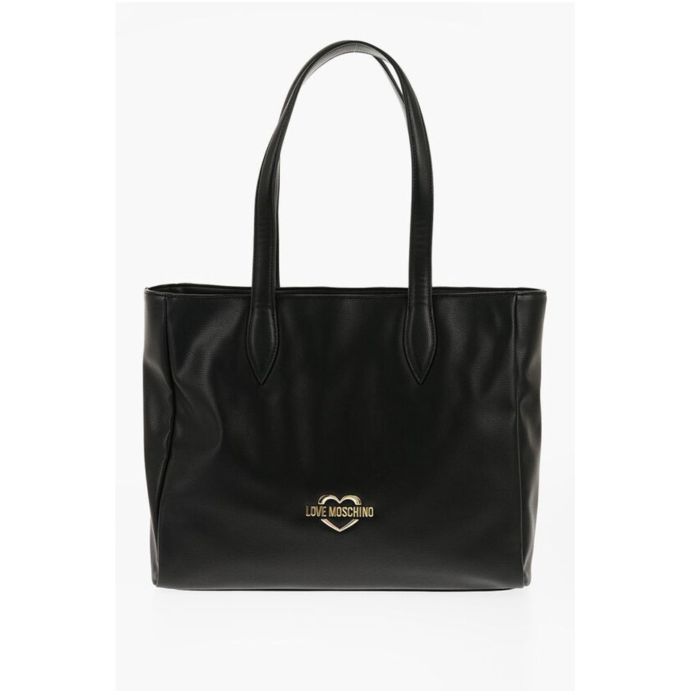 Moschino LOVE Faux Leather Tote Bag with Heart Shaped Pouch