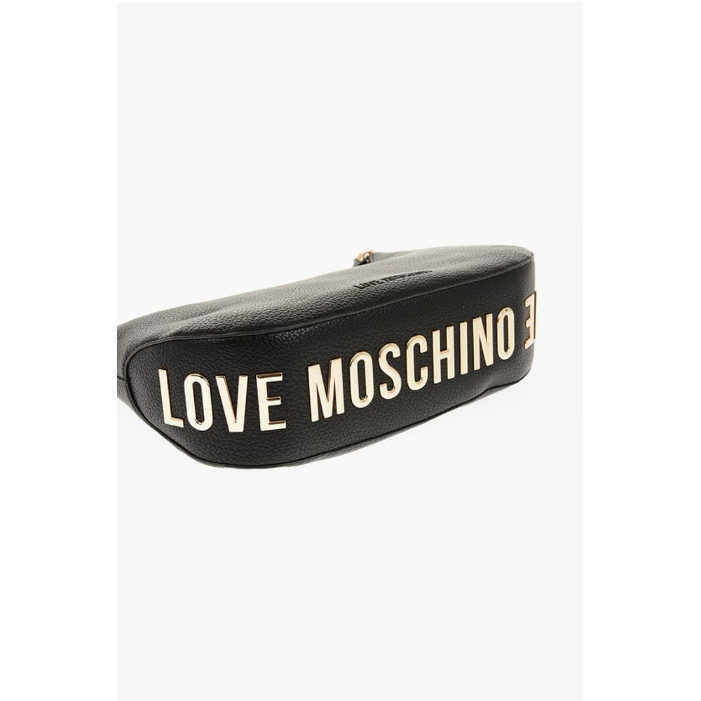 Moschino LOVE Textured Faux Leather ECO-FRIENDLY GIANT Hobo Bag with - Image 5