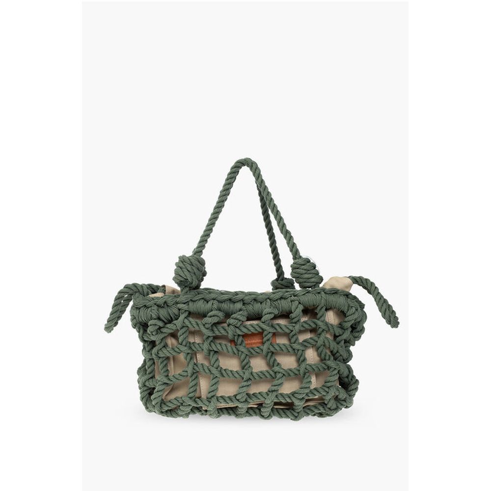 Dsquared² Solid Color Bag with Braided Design and Removable Inner Pouc