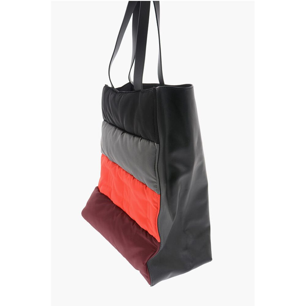 Marni Color Block Leather and Fabric Tote Bag - Image 3