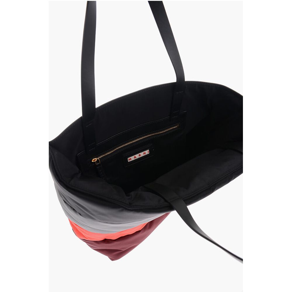 Marni Color Block Leather and Fabric Tote Bag - Image 5