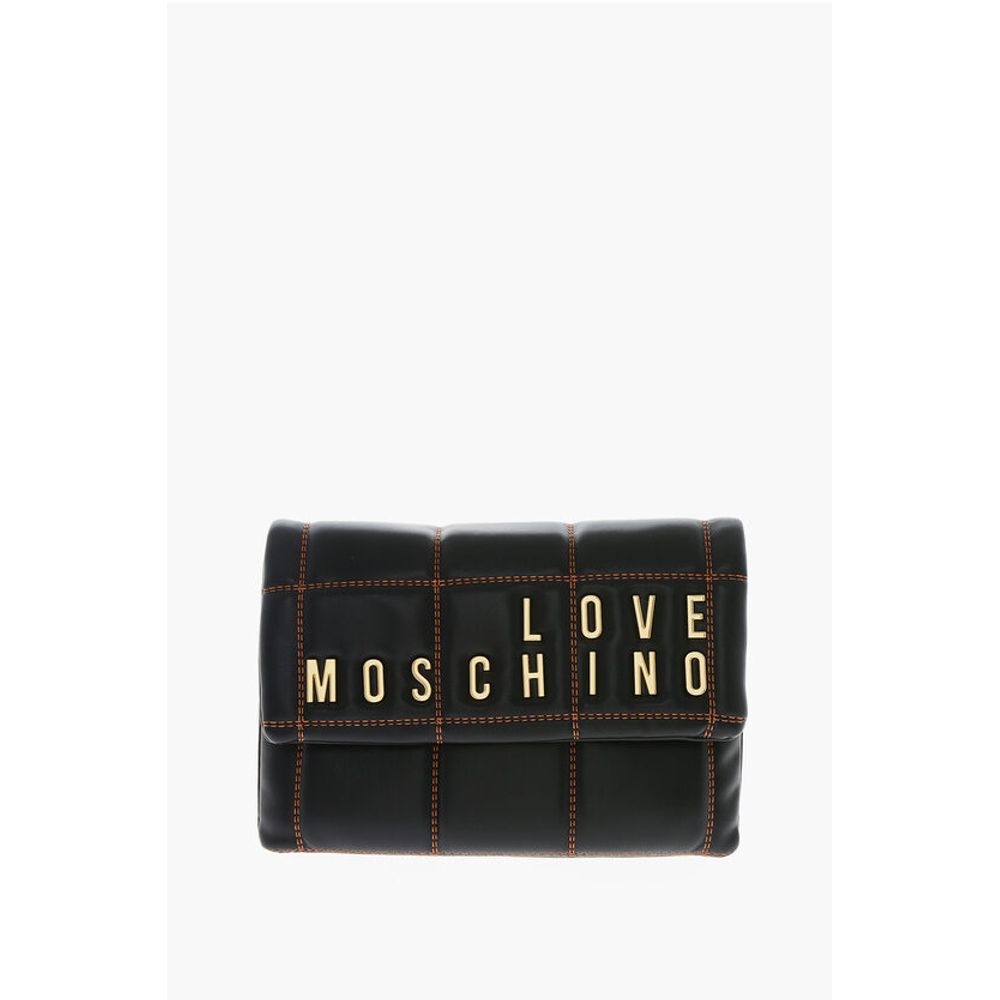 Moschino LOVE Faux Leather Clutch With Embossed and Golden Logo