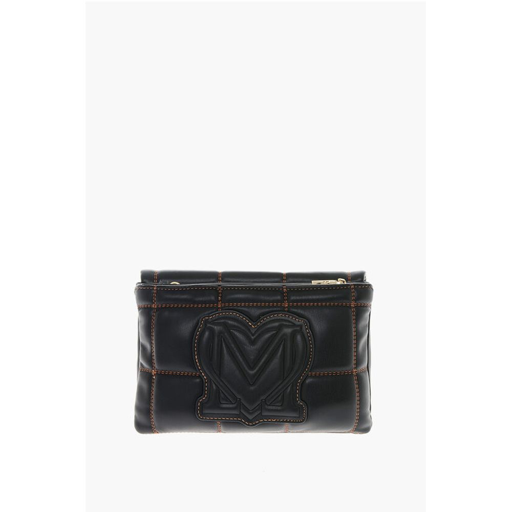 Moschino LOVE Faux Leather Clutch With Embossed and Golden Logo - Image 2