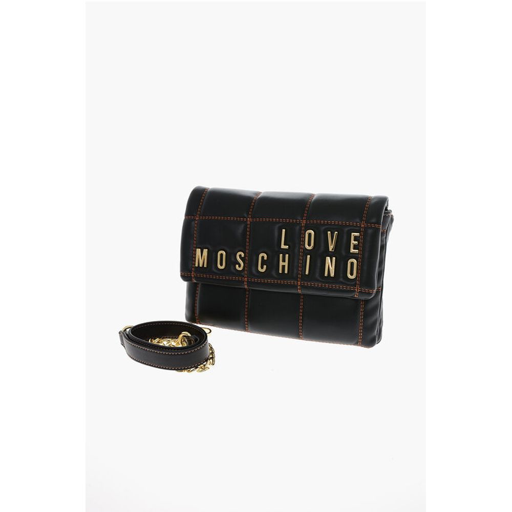 Moschino LOVE Faux Leather Clutch With Embossed and Golden Logo - Image 3