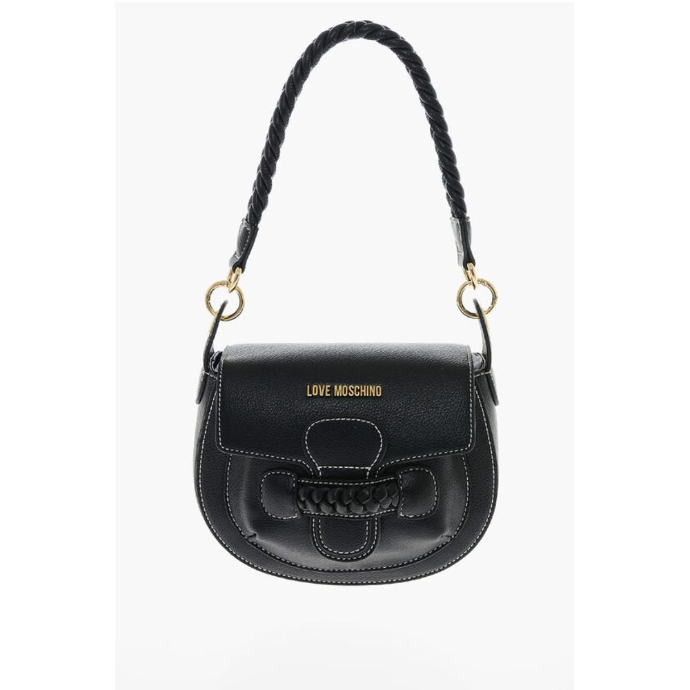 Moschino LOVE Faux Leather Saddle Bag with Braided Details