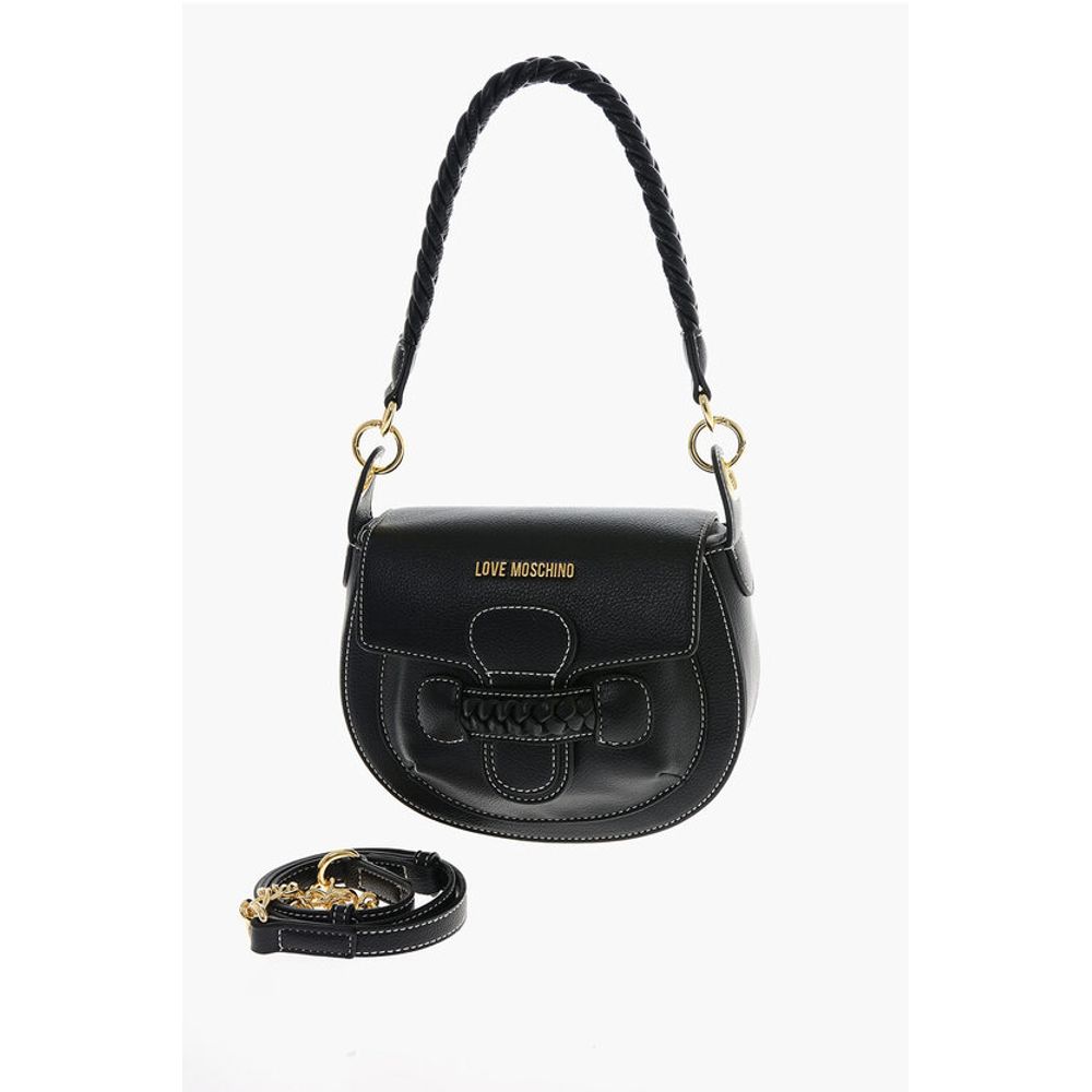Moschino LOVE Faux Leather Saddle Bag with Braided Details - Image 3