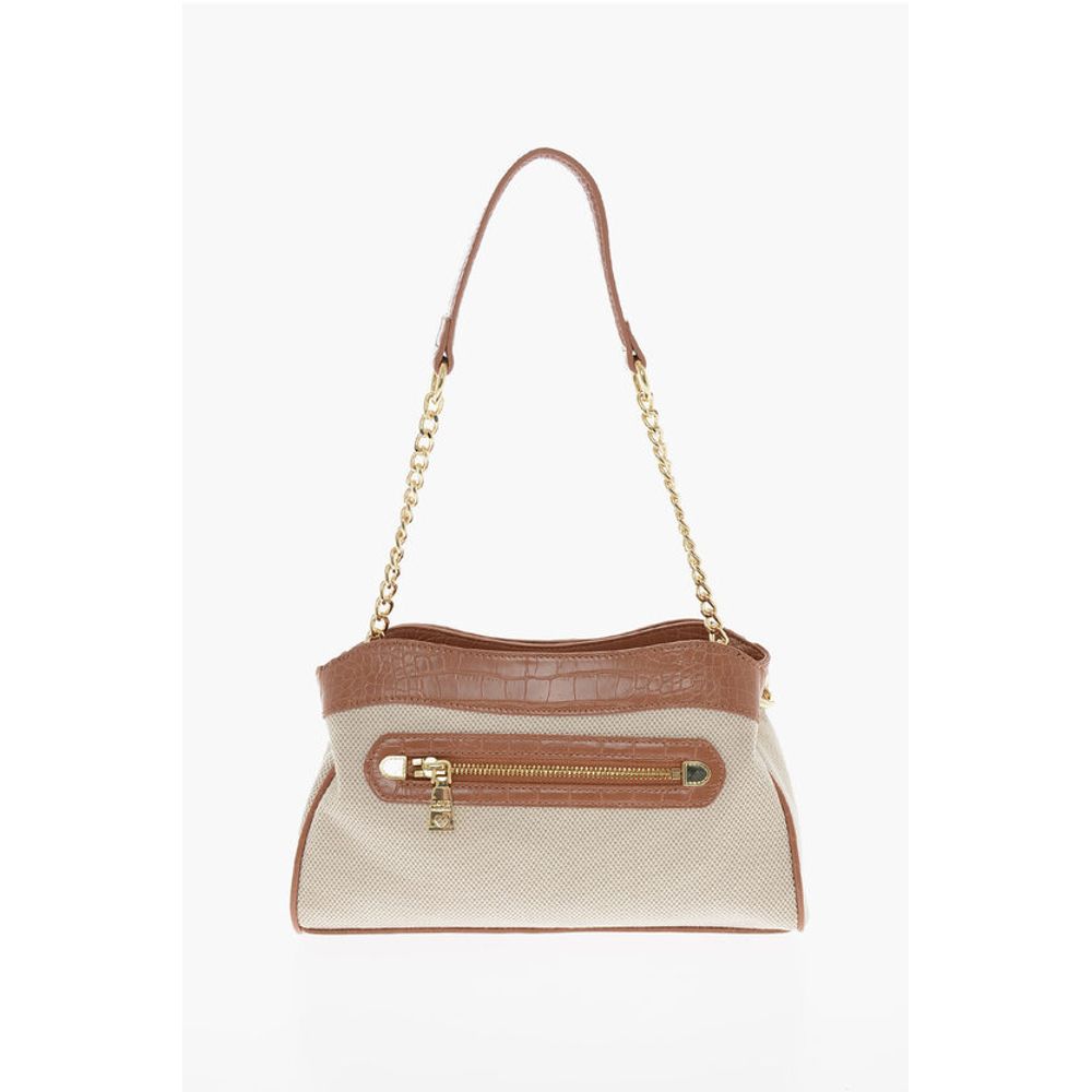 Moschino LOVE Braided Fabric Handle Bag with Crocodile Effect Faux Le - Image 3