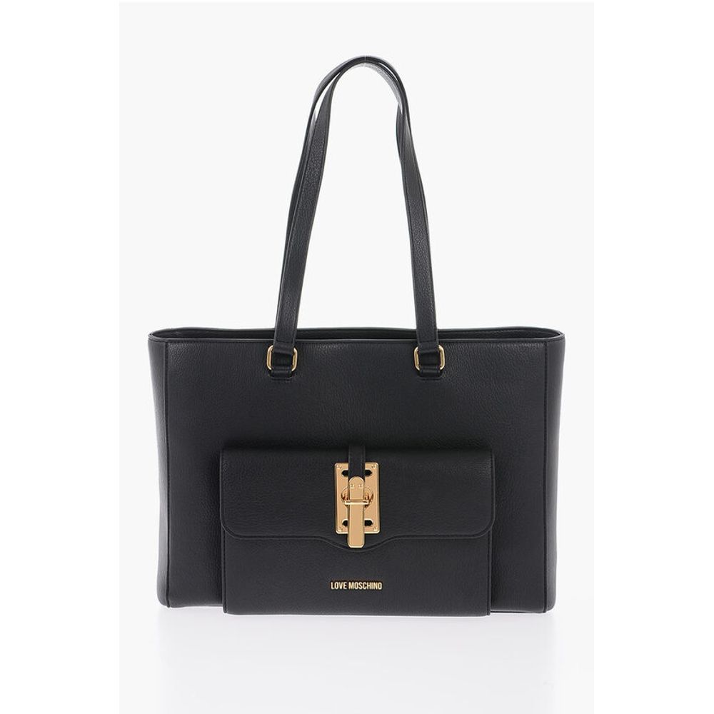 Moschino LOVE Faux Leather Tote Bag with Golden Details