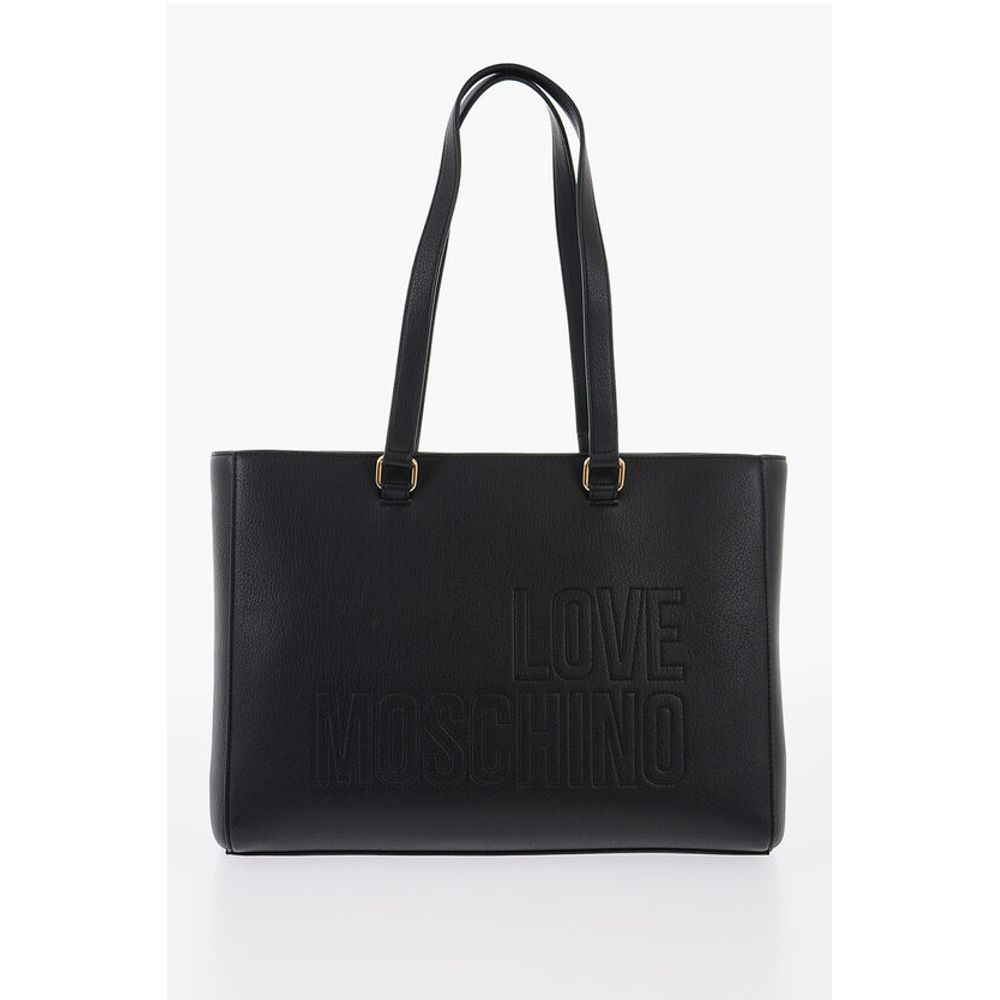 Moschino LOVE Faux Leather Tote Bag with Golden Details - Image 3