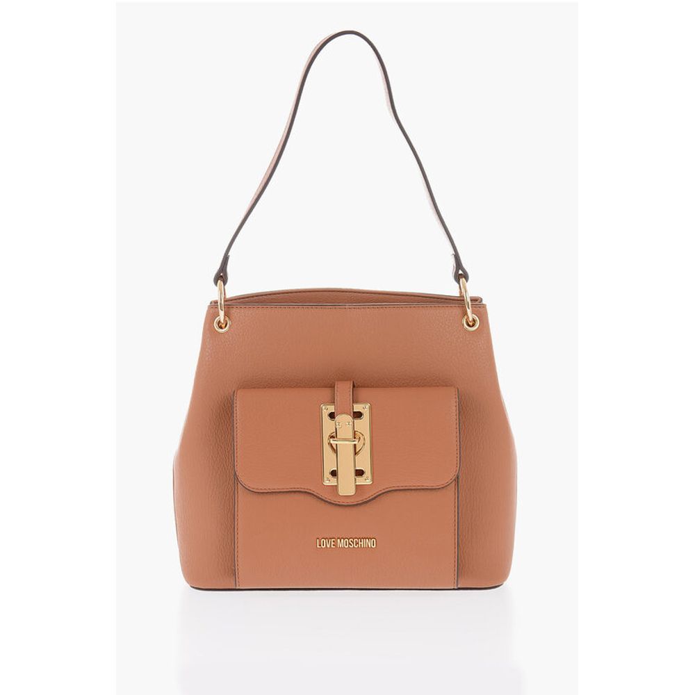 Moschino LOVE Faux Leather Shoulder Bag with Golden Details