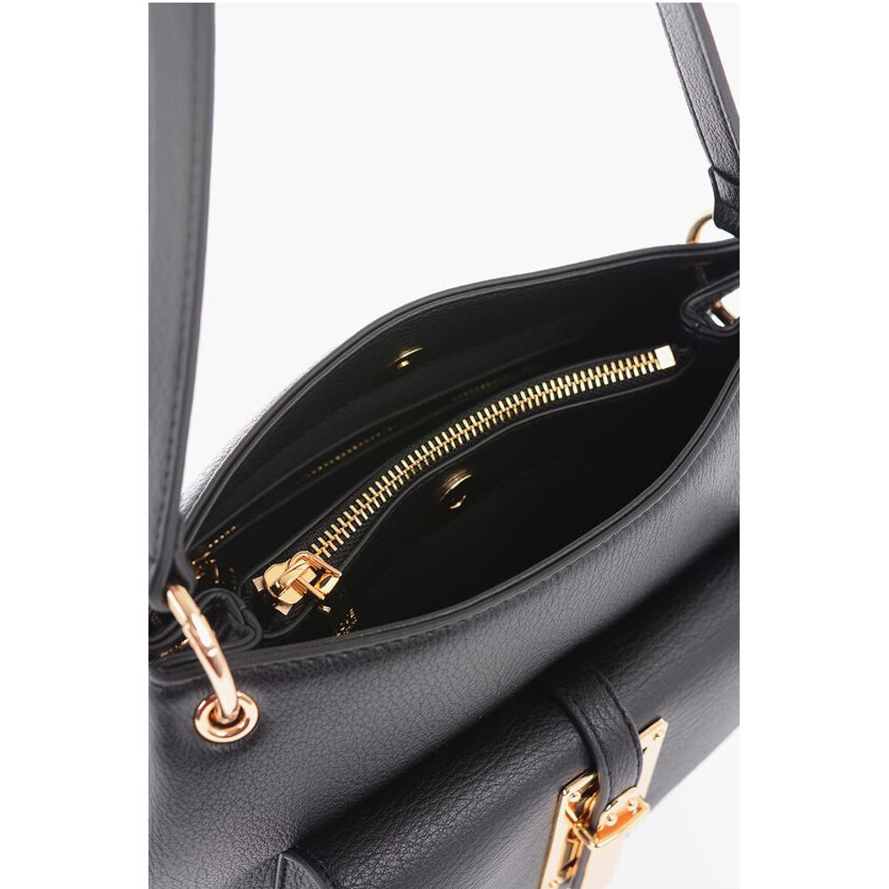 Moschino LOVE Textured Effect Faux Leather Hobo Bag with Maxi Logo on - Image 5
