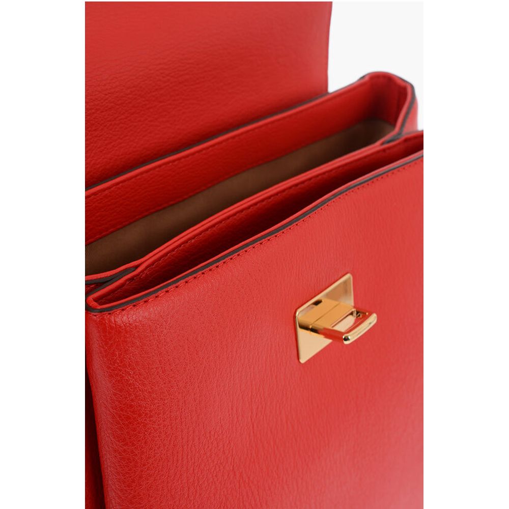 Moschino LOVE Solid Color Faux Leather Backpack with Golden Logo - Image 3