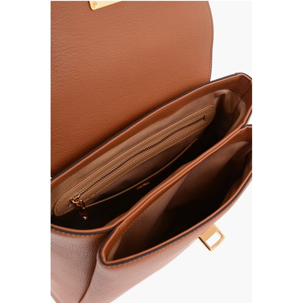 Moschino LOVE Solid Color Faux Leather Backpack with Golden Logo - Image 4