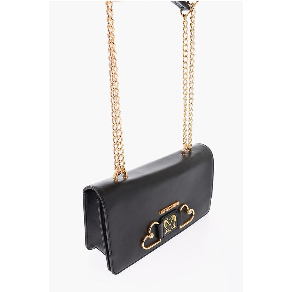 Moschino LOVE Leather Bag with Double Gold Heart Decoration - Image 3