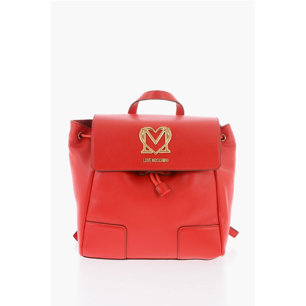 Moschino LOVE Faux Leather Backpack with Golden Logo
