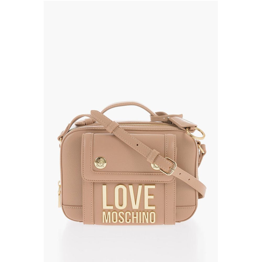 Moschino LOVE Faux Leather Crossbody Bag with Golden Logo