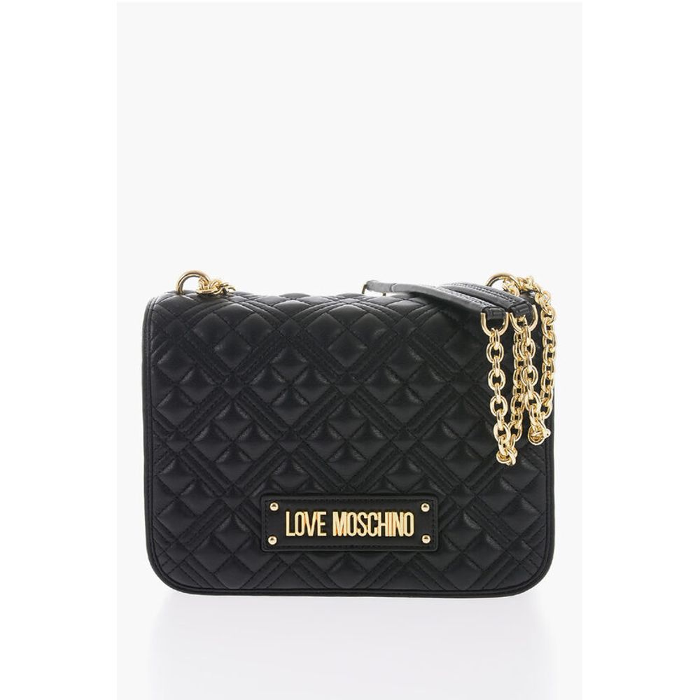 Moschino LOVE Quilted Faux Leather Bag with Chain Shoulder Strap