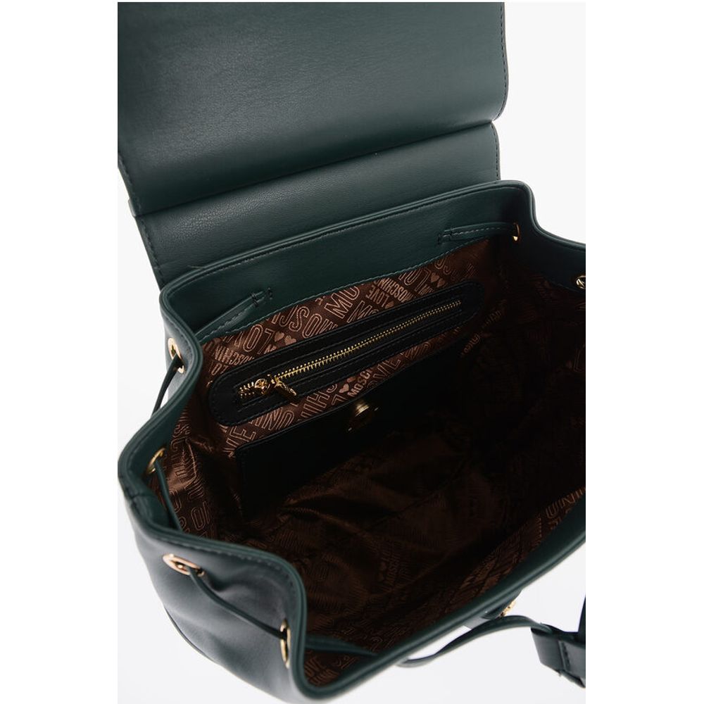 Moschino LOVE Quilted Faux Leather Backpack with Metal Golden Logo - Image 4