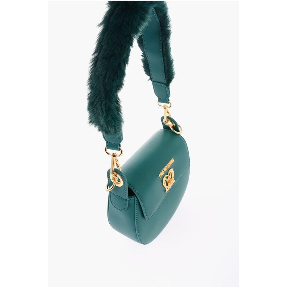 Moschino LOVE Faux Leather Saddle Bag with Turn Lock Closure - Image 4