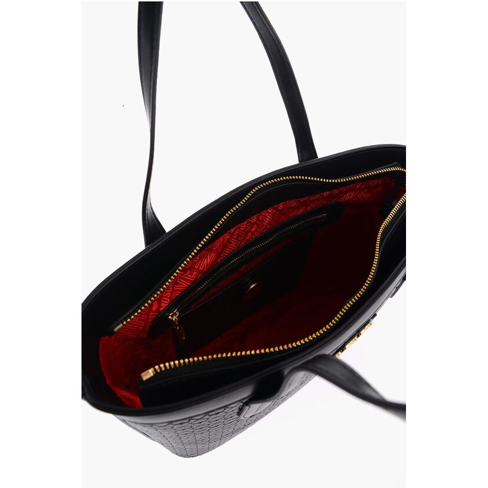 Moschino LOVE Faux Leather VALENTINA Tote Bag with All-Over Hearts - Image 5