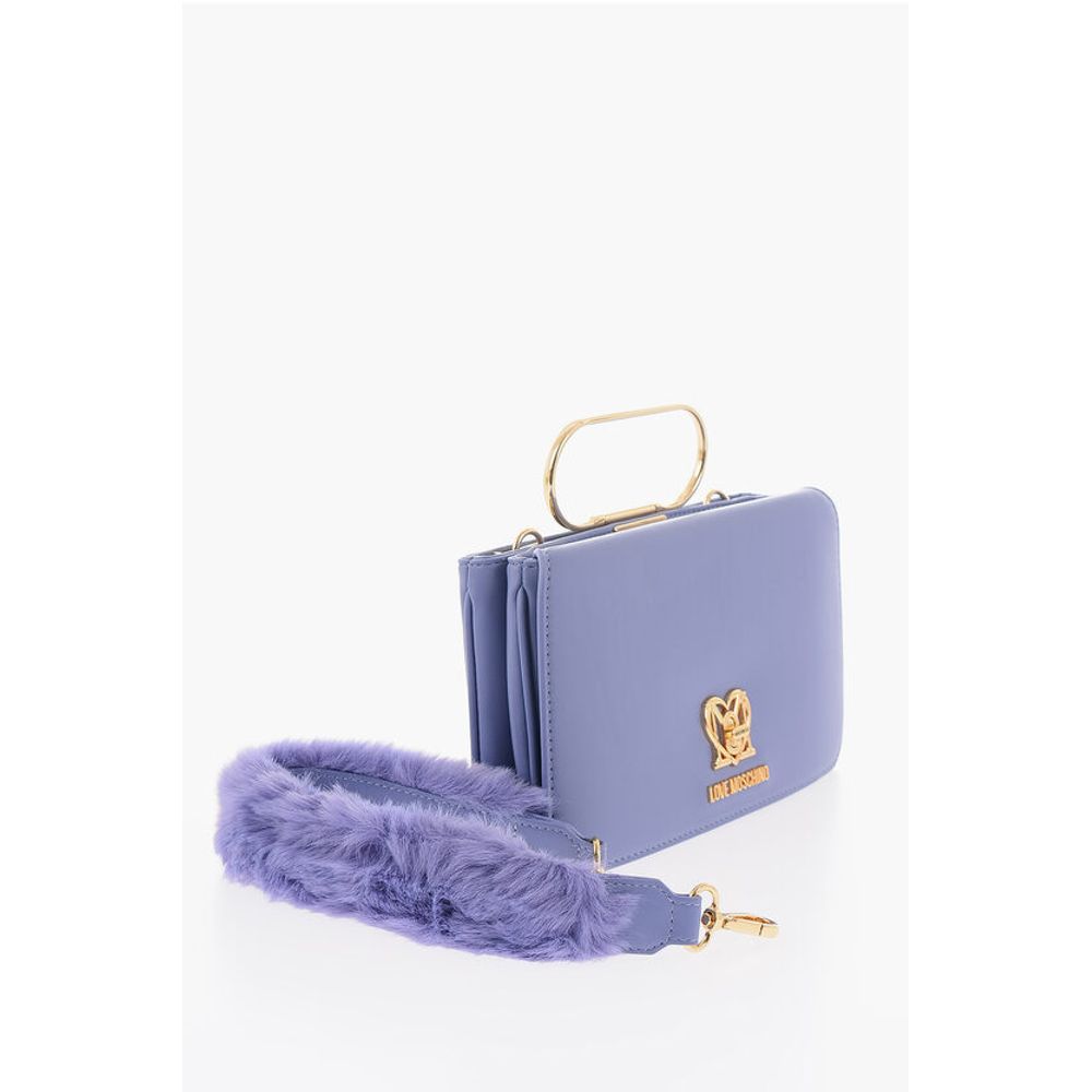 Moschino LOVE Solid Color Handbag with Removable Faux Fur Handle - Image 2