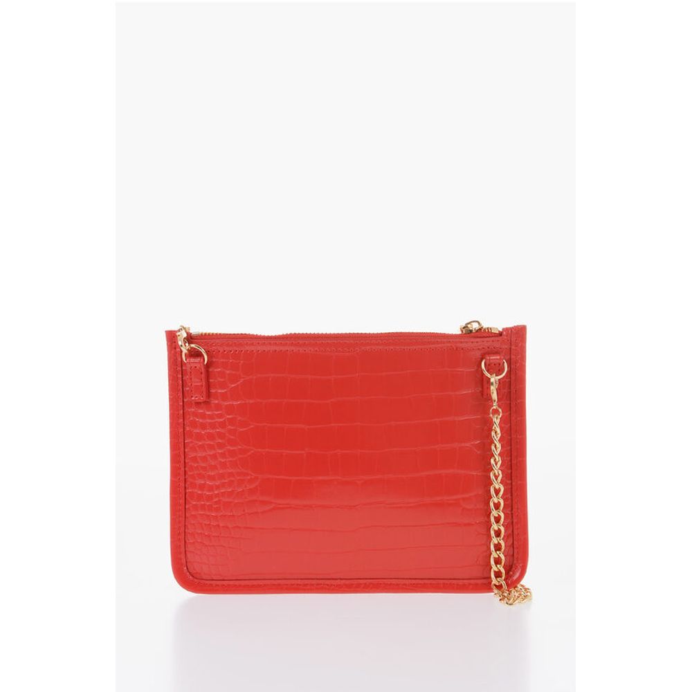 Moschino LOVE Crocodile Effect Faux Leather Clutch with Golden Logo - Image 2