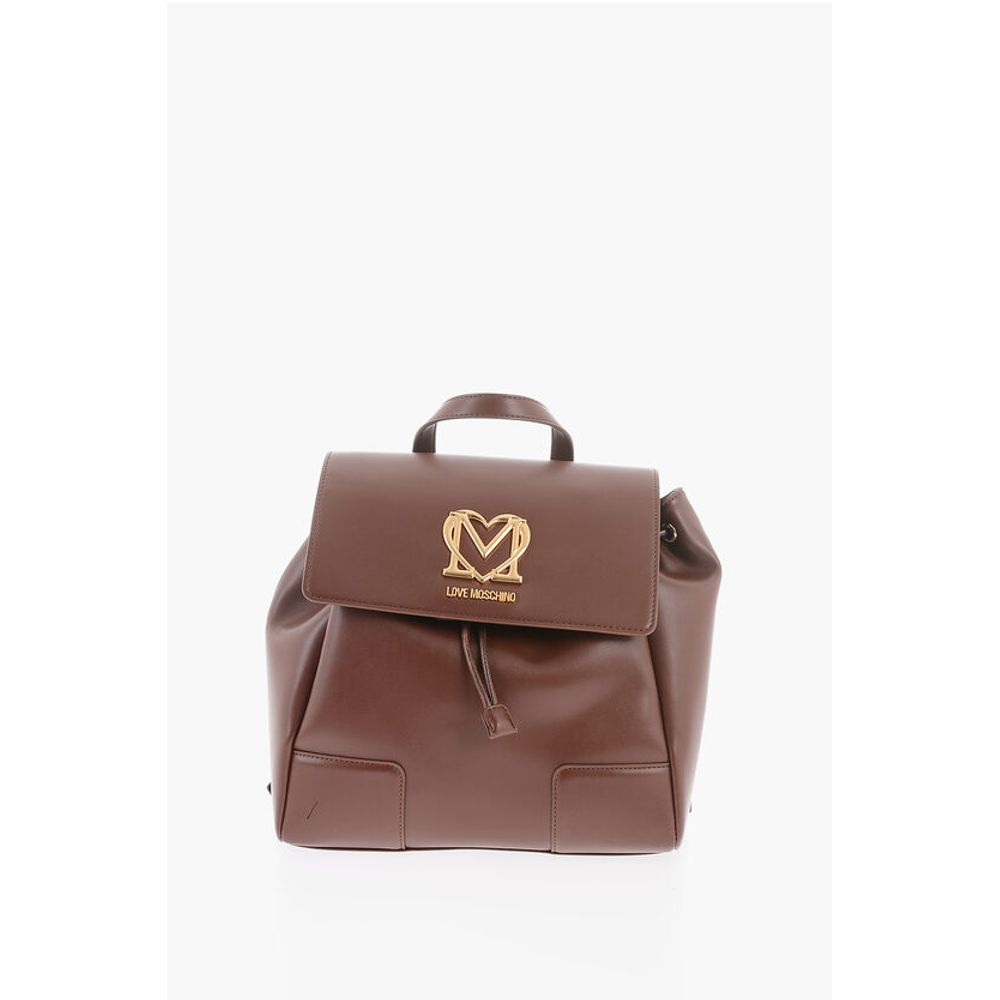 Moschino LOVE Faux Leather Backpack with Golden Logo