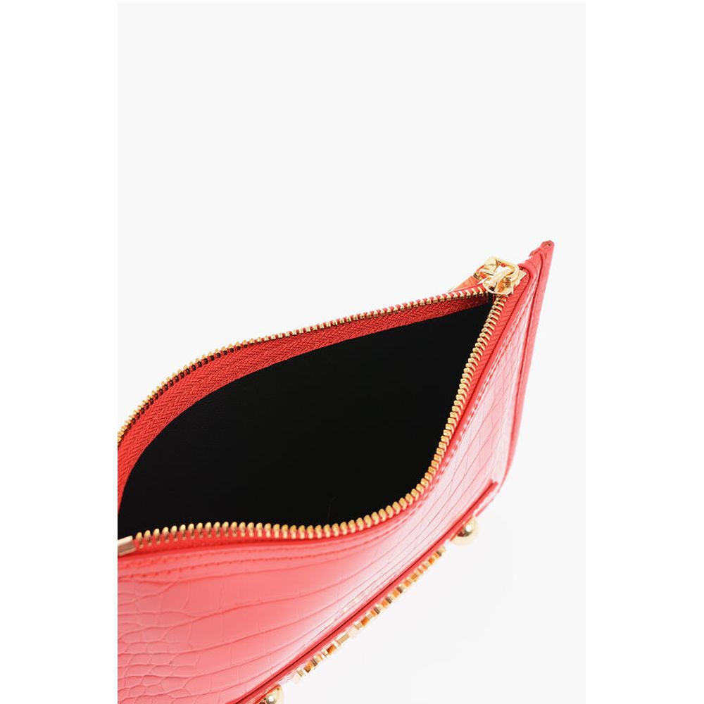 Moschino LOVE Crocodile Effect Faux Leather Clutch with Golden Logo - Image 4