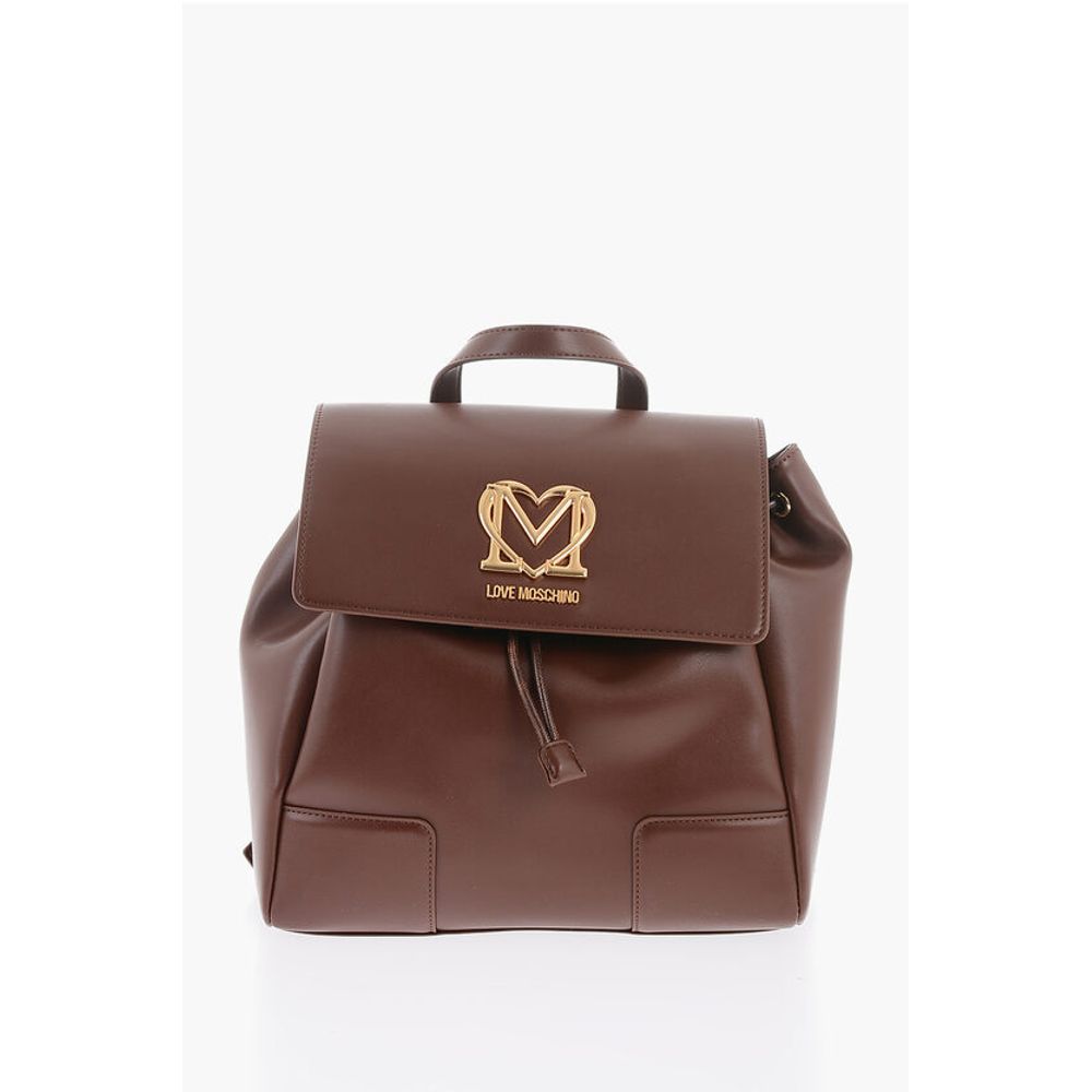 Moschino LOVE Faux Leather Backpack with Golden Logo - Image 2