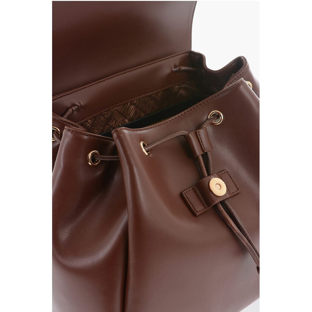 Moschino LOVE Faux Leather Backpack with Golden Logo - Image 4