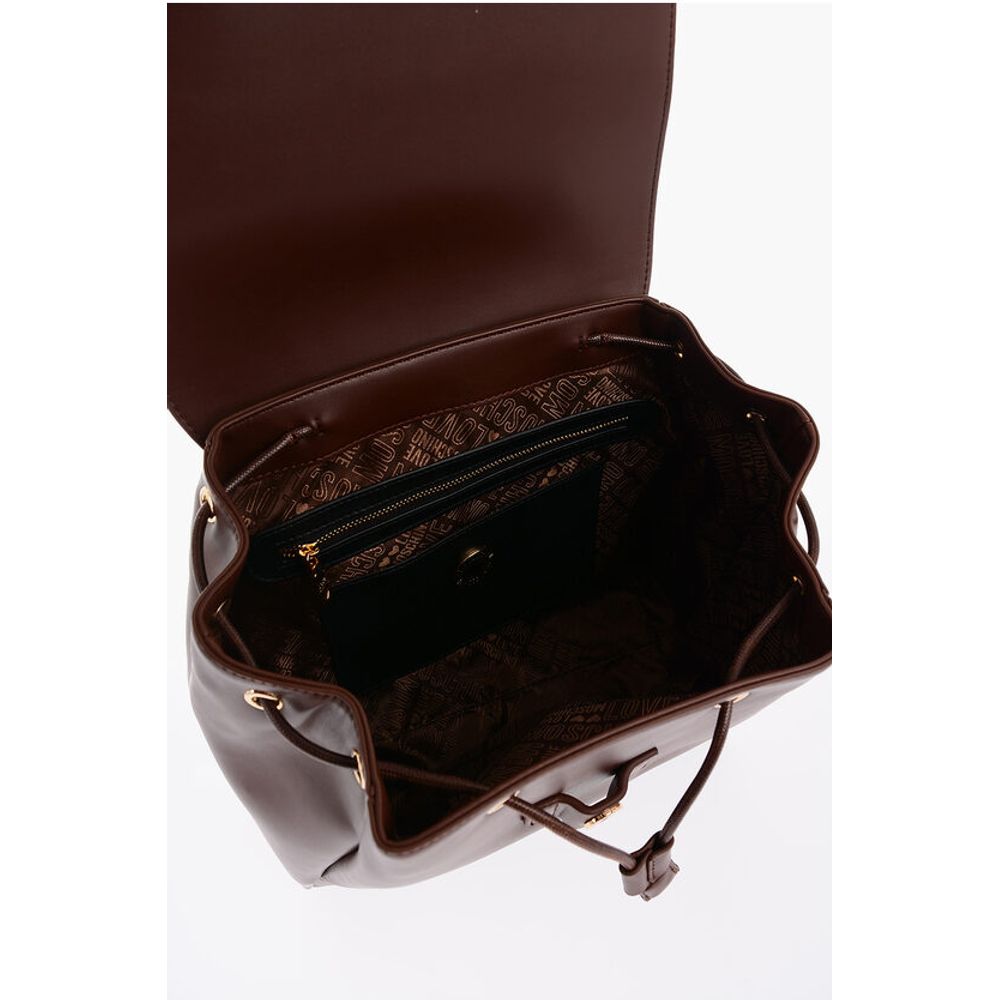 Moschino LOVE Faux Leather Backpack with Golden Logo - Image 5