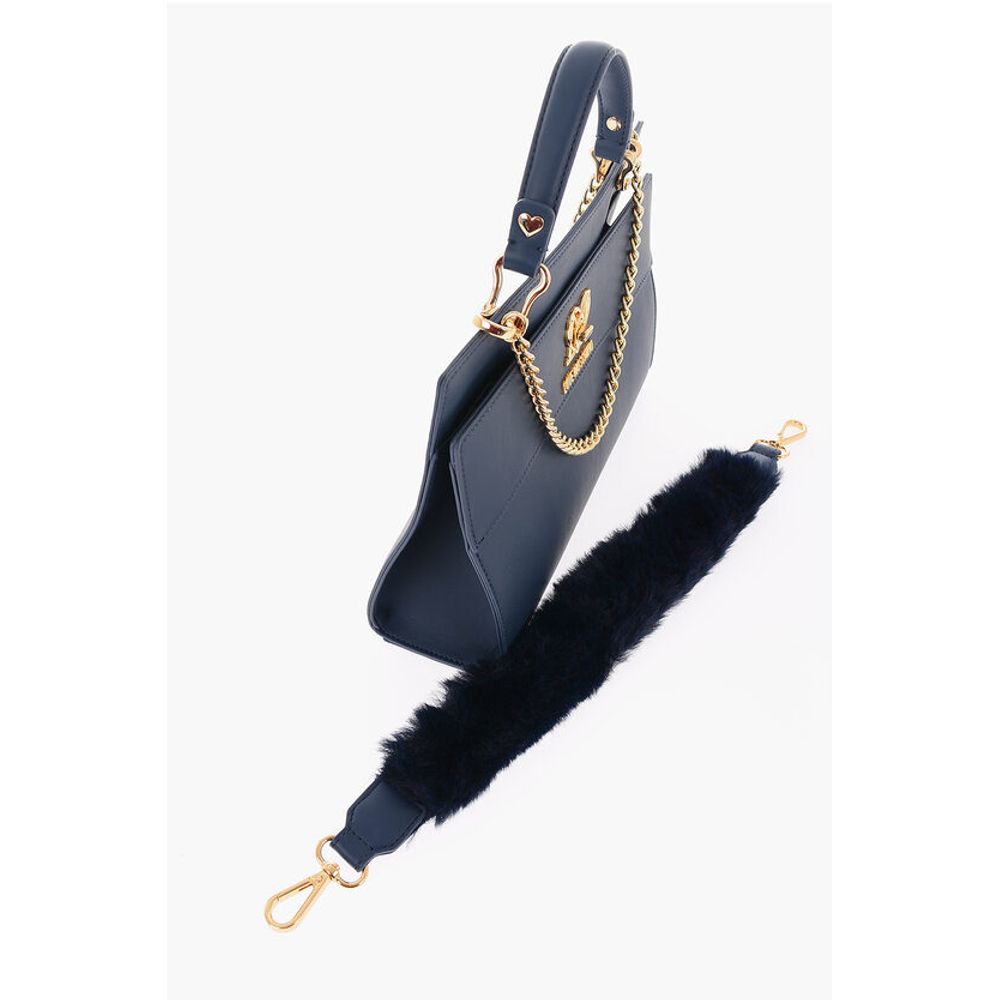 Moschino LOVE Solid Color bag with Removable Faux Fur Handle - Image 2