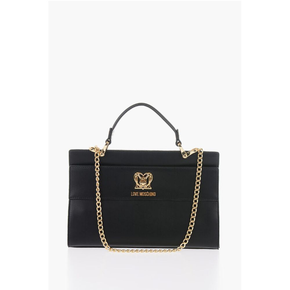 Moschino LOVE Faux Leather Bag with Golden Chain and Turn Lock Closur