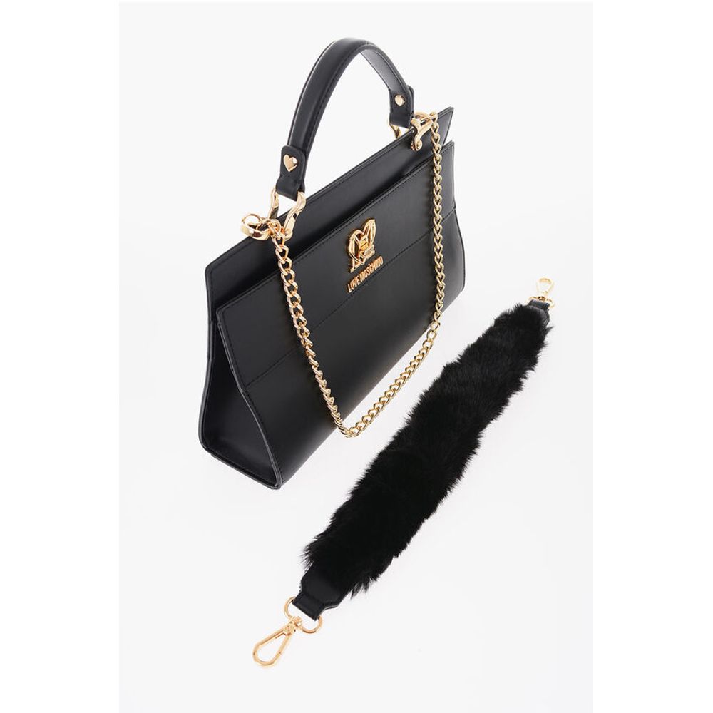 Moschino LOVE Faux Leather Bag with Golden Chain and Turn Lock Closur - Image 2