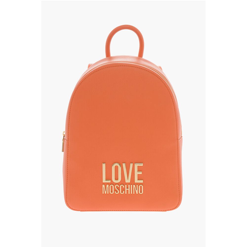 Moschino LOVE Textured Faux Leather Backpack with Golden Logo
