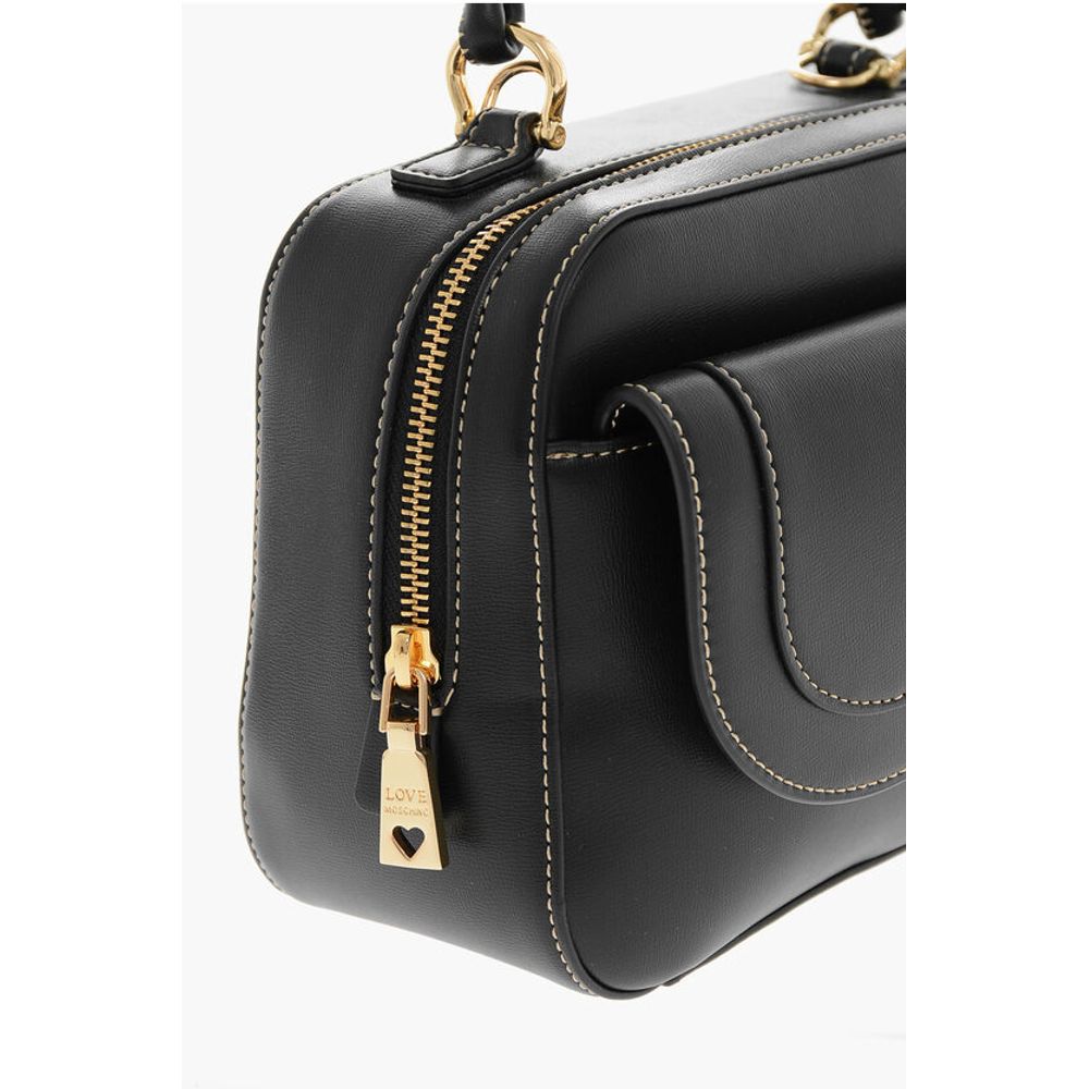Moschino LOVE Faux Leather Handbag with Visible Stitching - Image 4