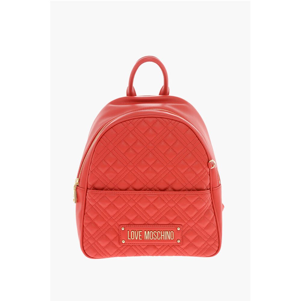 Moschino LOVE Quilted Faux Leather Backpack with Matched Pouch